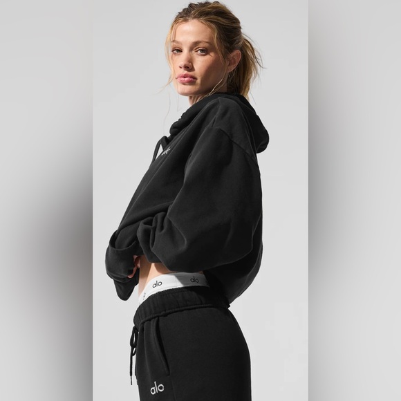 Alo Yoga NWOT Accolade Hoodie Black Size M oversized Unisex - Picture 4 of 10